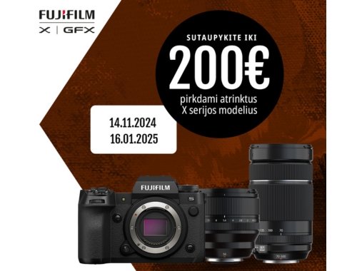 FUJIFILM IŠPARDAVIMAS: nuolaidos atrinktiems Fujifilm fotoaparatams ir objektyvams!