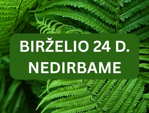 BIRŽELIO 24 D. NEDIRBAME