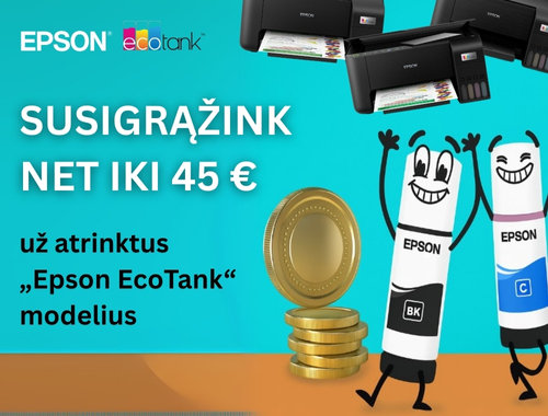 Epson EcoTank Cashback – susigrąžink net iki 45 €