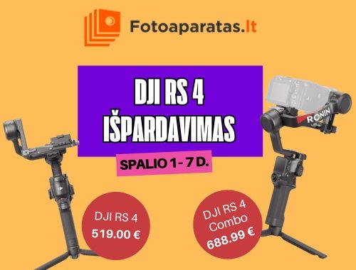 "DJI RS 4" stabilizatorių išpardavimas!