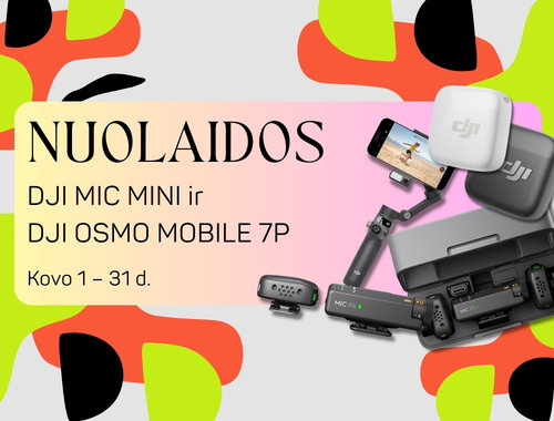 🎤 Nuolaidos DJI Mic Mini ir DJI Osmo Mobile 7P 💸