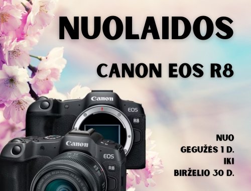📸🔥 Nuolaidos CANON EOS R8 body ir rinkiniams