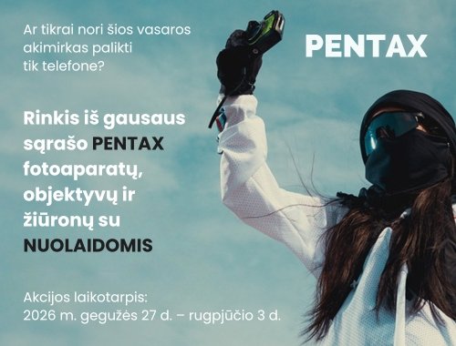 📸 Pentax akcija: NUOLAIDOS fotoaparatams, objektyvams ir žiūronams! Iki rugpjūčio 3 d. ⏰