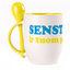 A cup with a spoon. Yellow (250 ml)