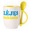 A cup with a spoon. Yellow (250 ml)