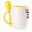 A cup with a spoon. Yellow (250 ml)