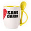 A cup with a spoon. Yellow (250 ml)