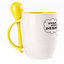 A cup with a spoon. Yellow (250 ml)