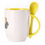 A cup with a spoon. Yellow (250 ml)