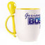 A cup with a spoon. Yellow (250 ml)
