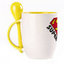 A cup with a spoon. Yellow (250 ml)