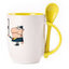 A cup with a spoon. Yellow (250 ml)