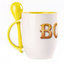A cup with a spoon. Yellow (250 ml)