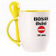 A cup with a spoon. Yellow (250 ml)