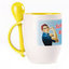A cup with a spoon. Yellow (250 ml)