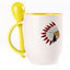 A cup with a spoon. Yellow (250 ml)