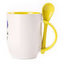 A cup with a spoon. Yellow (250 ml)