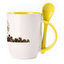 A cup with a spoon. Yellow (250 ml)