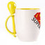 A cup with a spoon. Yellow (250 ml)