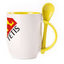 A cup with a spoon. Yellow (250 ml)