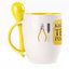 A cup with a spoon. Yellow (250 ml)