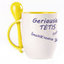 A cup with a spoon. Yellow (250 ml)