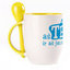 A cup with a spoon. Yellow (250 ml)