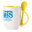 A cup with a spoon. Yellow (250 ml)