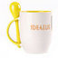 A cup with a spoon. Yellow (250 ml)