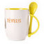 A cup with a spoon. Yellow (250 ml)