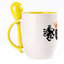 A cup with a spoon. Yellow (250 ml)