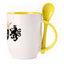 A cup with a spoon. Yellow (250 ml)