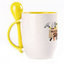 A cup with a spoon. Yellow (250 ml)
