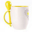 A cup with a spoon. Yellow (250 ml)