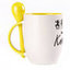 A cup with a spoon. Yellow (250 ml)