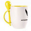 A cup with a spoon. Yellow (250 ml)