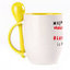 A cup with a spoon. Yellow (250 ml)