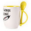 A cup with a spoon. Yellow (250 ml)