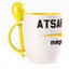 A cup with a spoon. Yellow (250 ml)