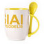 A cup with a spoon. Yellow (250 ml)