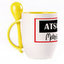 A cup with a spoon. Yellow (250 ml)