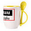 A cup with a spoon. Yellow (250 ml)