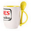 A cup with a spoon. Yellow (250 ml)