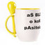 A cup with a spoon. Yellow (250 ml)