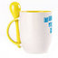 A cup with a spoon. Yellow (250 ml)