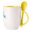 A cup with a spoon. Yellow (250 ml)