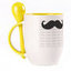 A cup with a spoon. Yellow (250 ml)