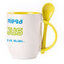 A cup with a spoon. Yellow (250 ml)