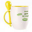 A cup with a spoon. Yellow (250 ml)