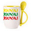 A cup with a spoon. Yellow (250 ml)